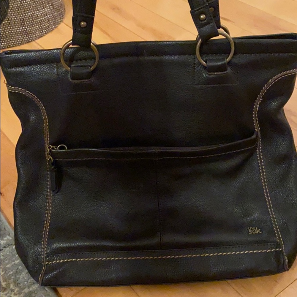 Dark brown leather bag, The Sak